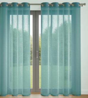 Lot de 2 Voilages 140 x 240 cm Bleu Canard