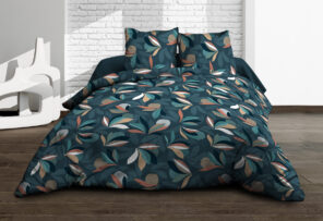 Housse de couette 220x240 + 2 taies - Pur coton 57 fils - Lena