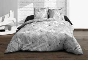 Housse de couette 240x260 + 2 taies - Pur coton 57 fils - Olinda gris