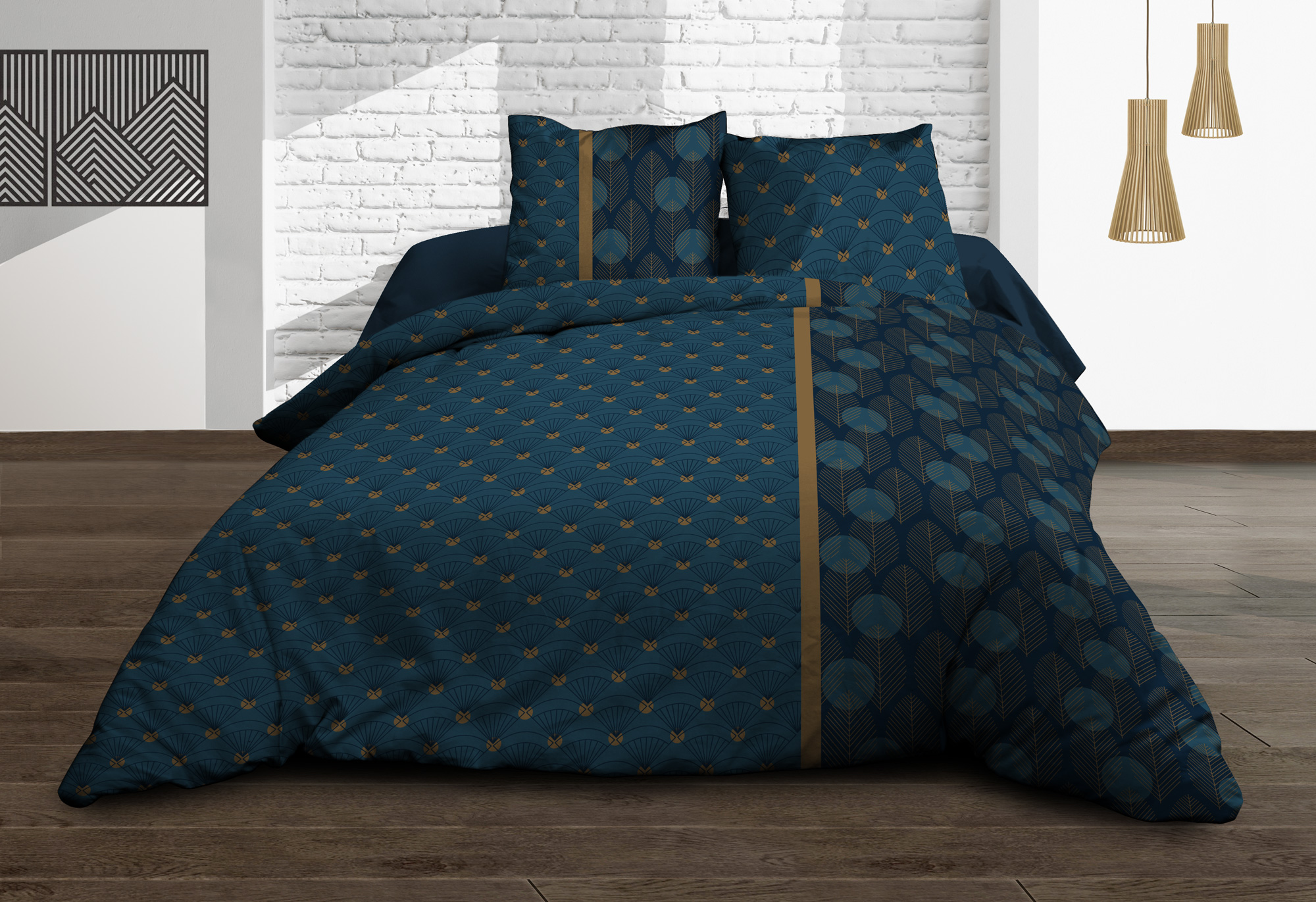 Housse de couette 220x240 cm + taies d'oreiller, coton 57 fils, Hupia - Housse De Rêve