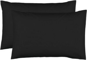 2 Taies d'oreiller 50 x 70 cm - Noir - 100% coton 57 Fils