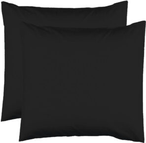 2 Taies d'oreiller 63 x 63 cm - Noir - 100% coton 57 Fils