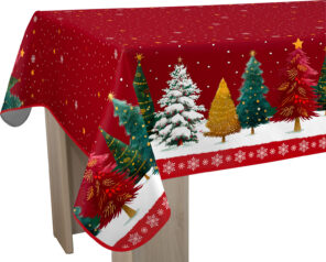 Nappe Anti-taches Sapin de Noël rouge