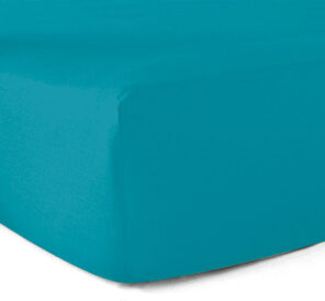 Drap-housse 100% coton 57 Fils Bleu turquoise 120 x 190 cm - Bonnet 30 cm