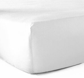 Drap-housse 100% coton 57 Fils Blanc 120 x 190 cm - Bonnet 30 cm