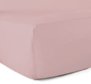 Drap-housse 100% Coton 57 Fils Rose Poudré - 180 x 200 cm - Bonnet 30 cm