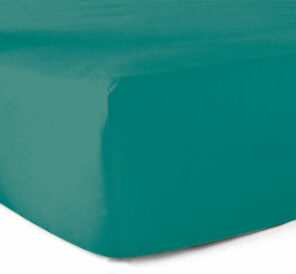 Drap-housse 100% coton 57 Fils Vert turquoise 120 x 190 cm - Bonnet 30 cm