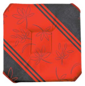 Galette de chaise anti-taches à rabats Lotus Lignes rouge