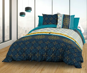 Parure Drap plat + drap-housse 140x190 + 2 T - Pur coton 57 fils - Biarritz