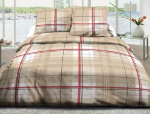 Housse de couette 220x240 + 2 taies Pur coton 57 fils - Bristol Rouge