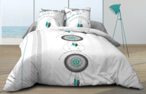 Housse de couette 240x260 + 2 taies Pur coton 57 fils - Dream Turquoise