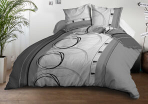 Housse de couette 240x260 + 2 taies - Microfibre - Roue-libre gris