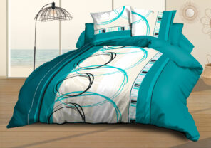 Housse de couette 220x240 + 2 taies - Microfibre - Roue-libre turquoise