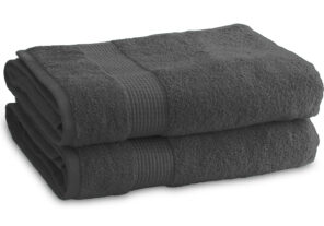 Lot de 2 Draps de Bain 90 x 150 cm - 100% Coton - 450 gr/m2 - Anthracite