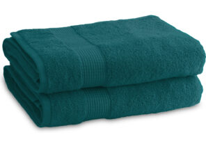 Lot de 2 Draps de Bain 90 x 150 cm - 100% Coton - 450 gr/m2 - Bleu canard