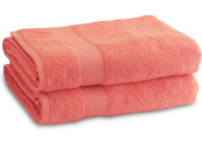 Lot de 2 Draps de Bain 90 x 150 cm - 100% Coton - 450 gr/m2 - Corail