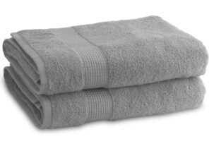 Lot de 2 Draps de Bain 90 x 150 cm - 100% Coton - 450 gr/m2 - Gris