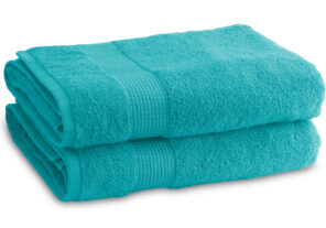 Lot de 2 Draps de Bain 90 x 150 cm - 100% Coton - 450 gr/m2 - Bleu turquoise