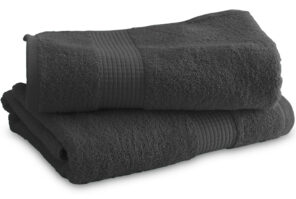 Lot de 2 Draps de Douche 70 x 130 cm - 100% Coton - 450 gr/m2 - Anthracite