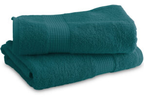 Lot de 2 Draps de Douche 70 x 130 cm - 100% Coton - 450 gr/m2 - Bleu canard