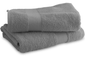 Lot de 2 Draps de Douche 70 x 130 cm - 100% Coton - 450 gr/m2 - Gris