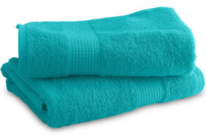 Lot de 2 Draps de Douche 70 x 130 cm - 100% Coton - 450 gr/m2 - Bleu turquoise