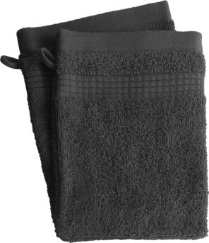 Lot de 2 Gants de Toilette  -  100% Coton - 450 gr/m2 - Anthracite
