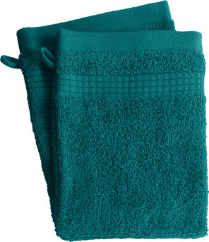 Lot de 2 Gants de Toilette  -  100% Coton - 450 gr/m2 - Bleu canard