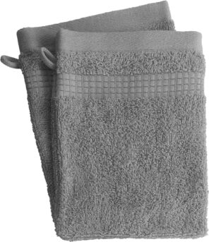Lot de 2 Gants de Toilette  -  100% Coton - 450 gr/m2 - Gris