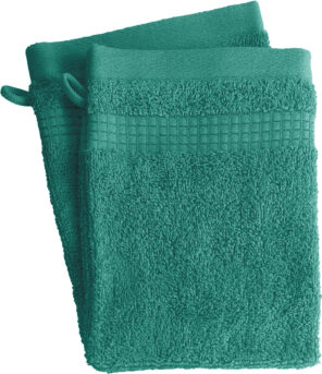Lot de 2 Gants de Toilette  -  100% Coton - 450 gr/m2 - Vert lagon