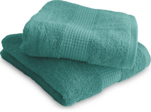 Lot de 2 Serviettes de Toilette 50 x 90 cm - 100% Coton - 450 gr/m2 - Vert lagon