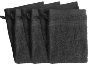 Lot de 6 Gants de Toilette  -  100% Coton - 450 gr/m2 - Anthracite