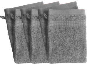 Lot de 6 Gants de Toilette  -  100% Coton - 450 gr/m2 - Gris